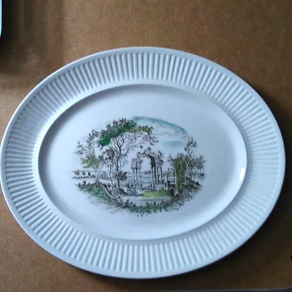 Vintage 11" Oval Serving Platter Arcadia Landscape by Johnson Brothers